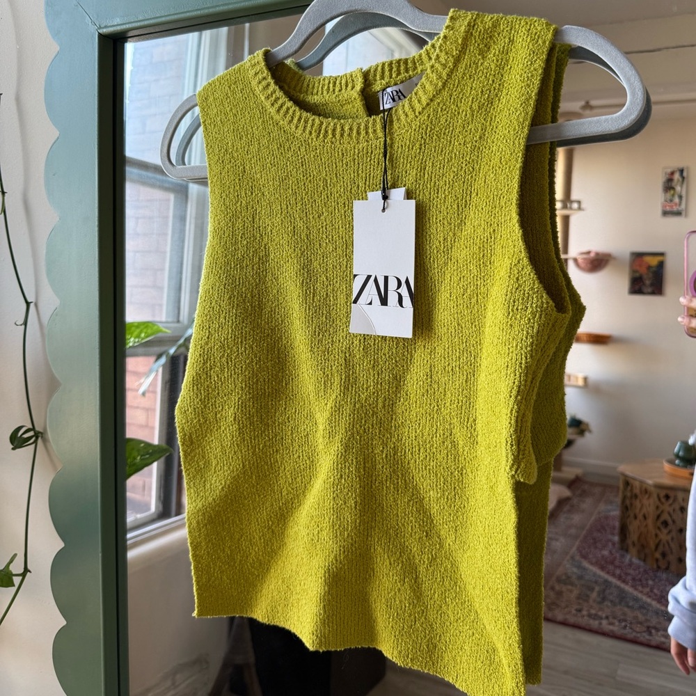 Zara Lime Green Sleeveless Top